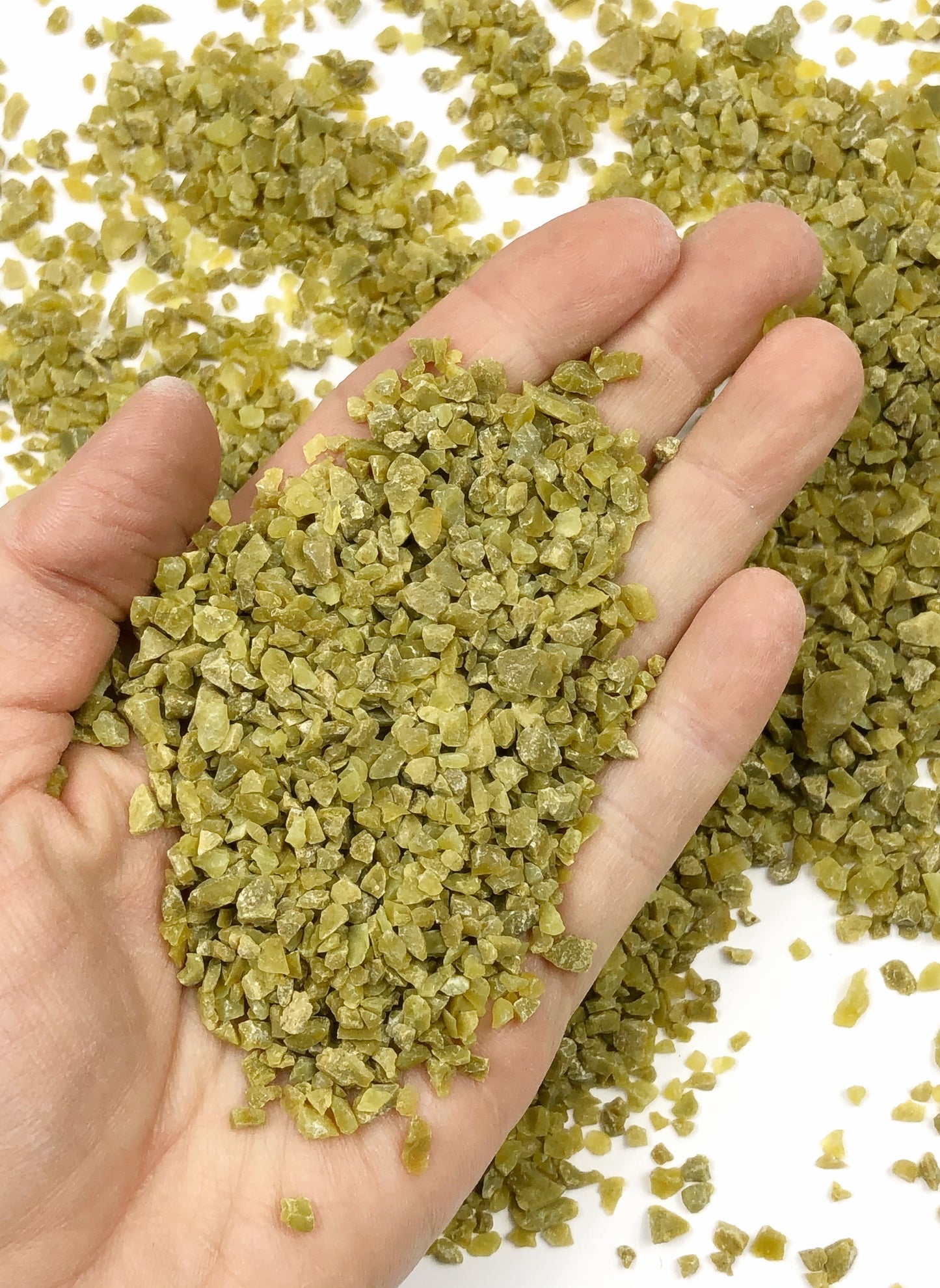 Crushed Olive-Green Opal from Madagascar, Coarse Crush, Gravel Size, 4mm - 2mm
