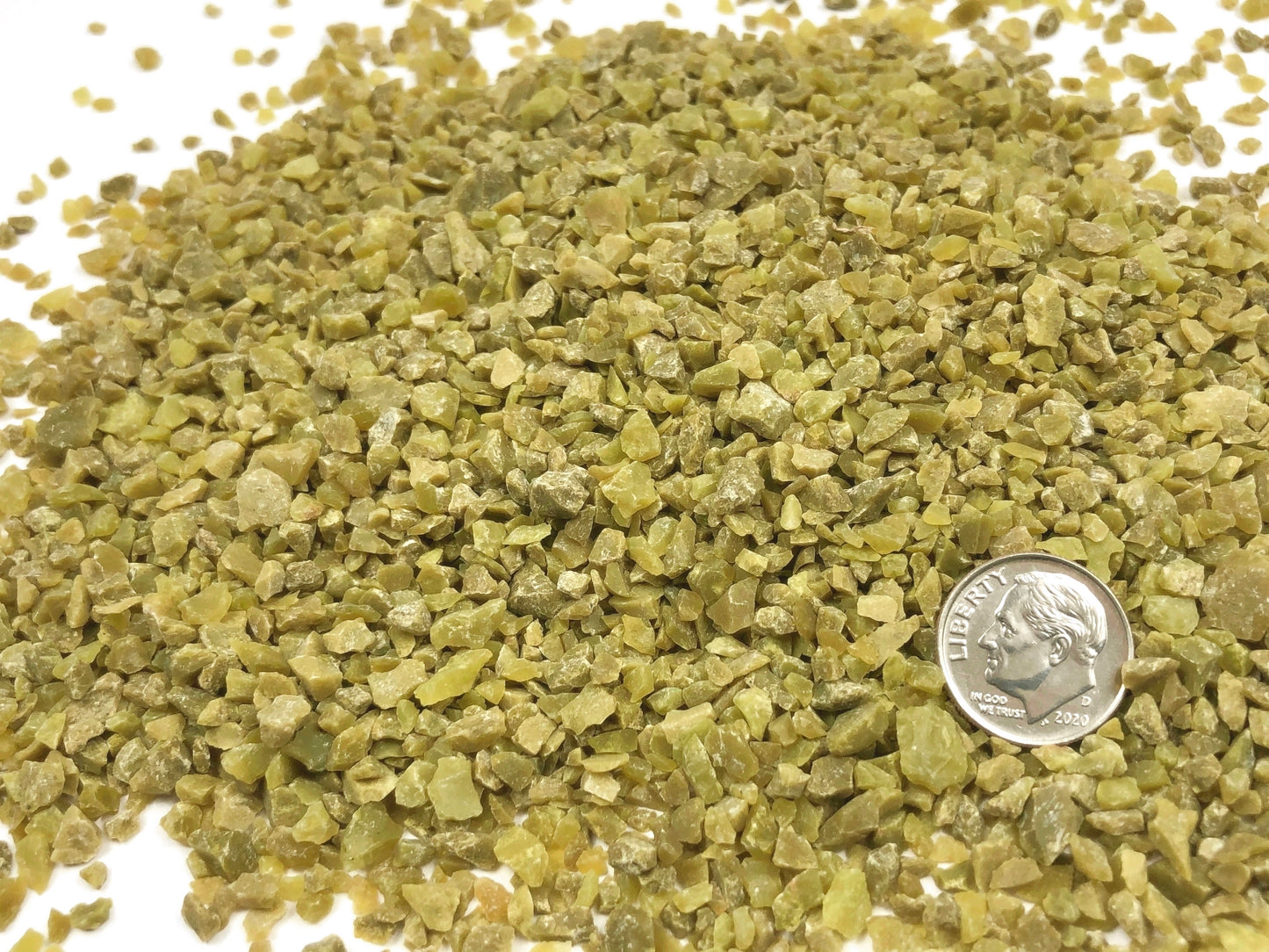 Crushed Olive-Green Opal from Madagascar, Coarse Crush, Gravel Size, 4mm - 2mm