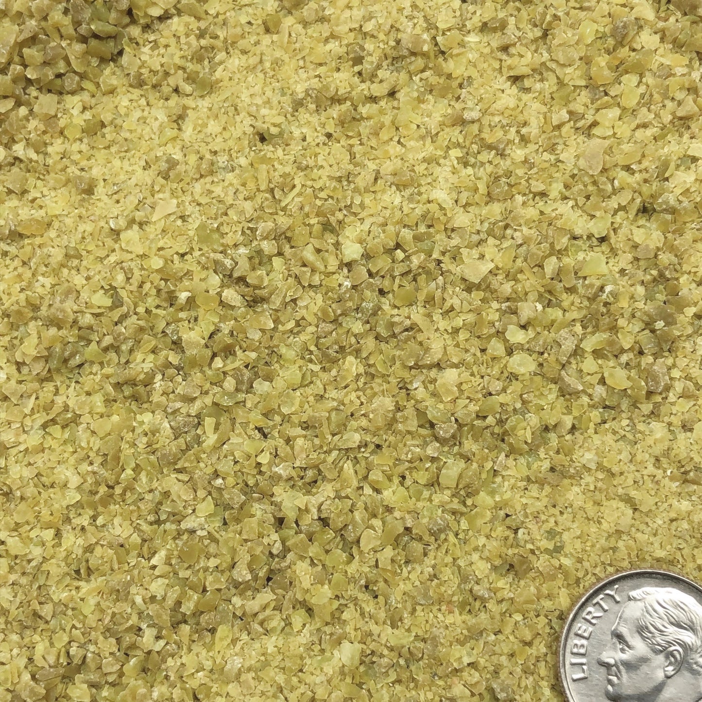 Crushed Olive-Green Opal from Madagascar, Medium Crush, Sand Size, 2mm - 0.25mm