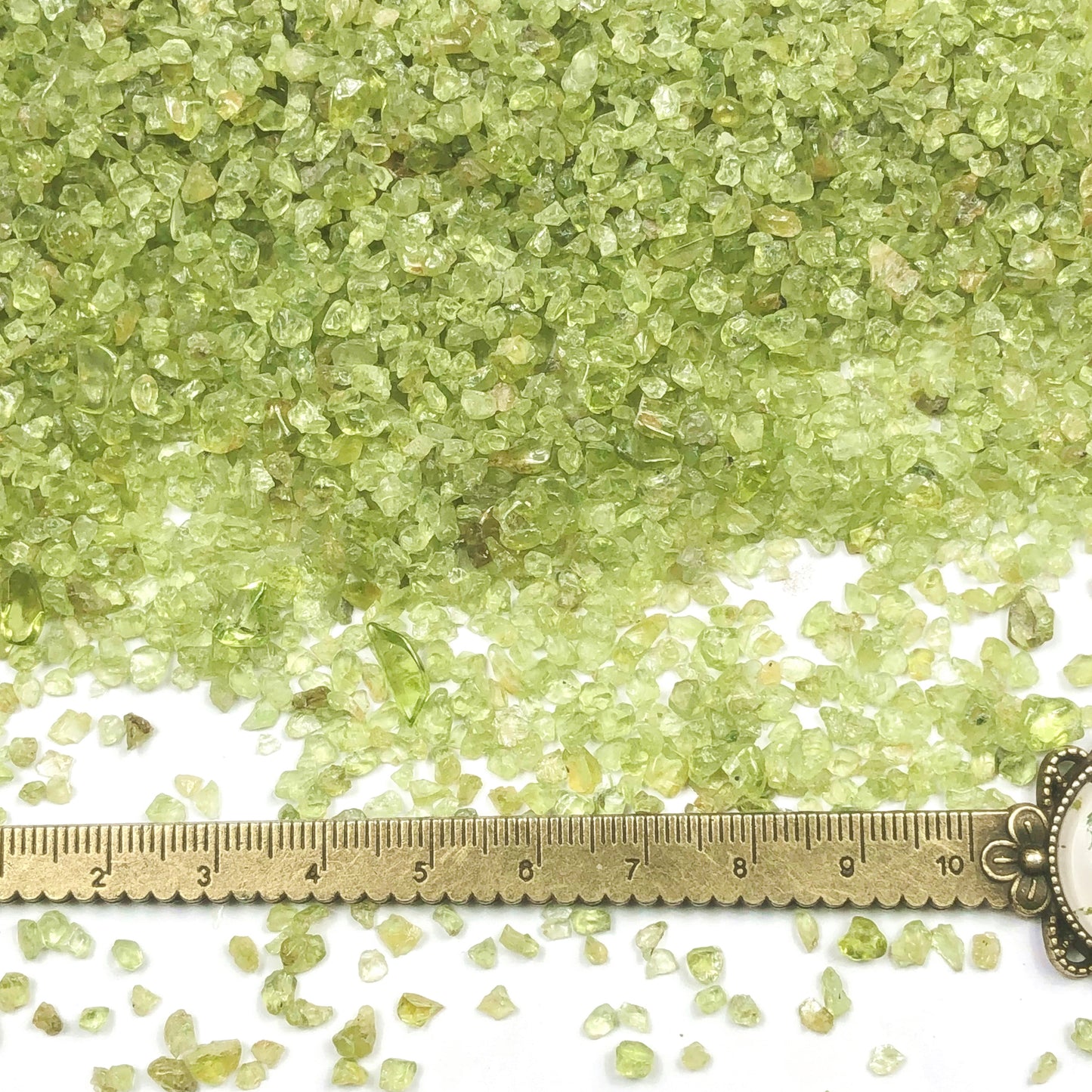 Crushed Green Peridot (Olivine) from India, Coarse Crush, Gravel Size, 4mm - 2mm