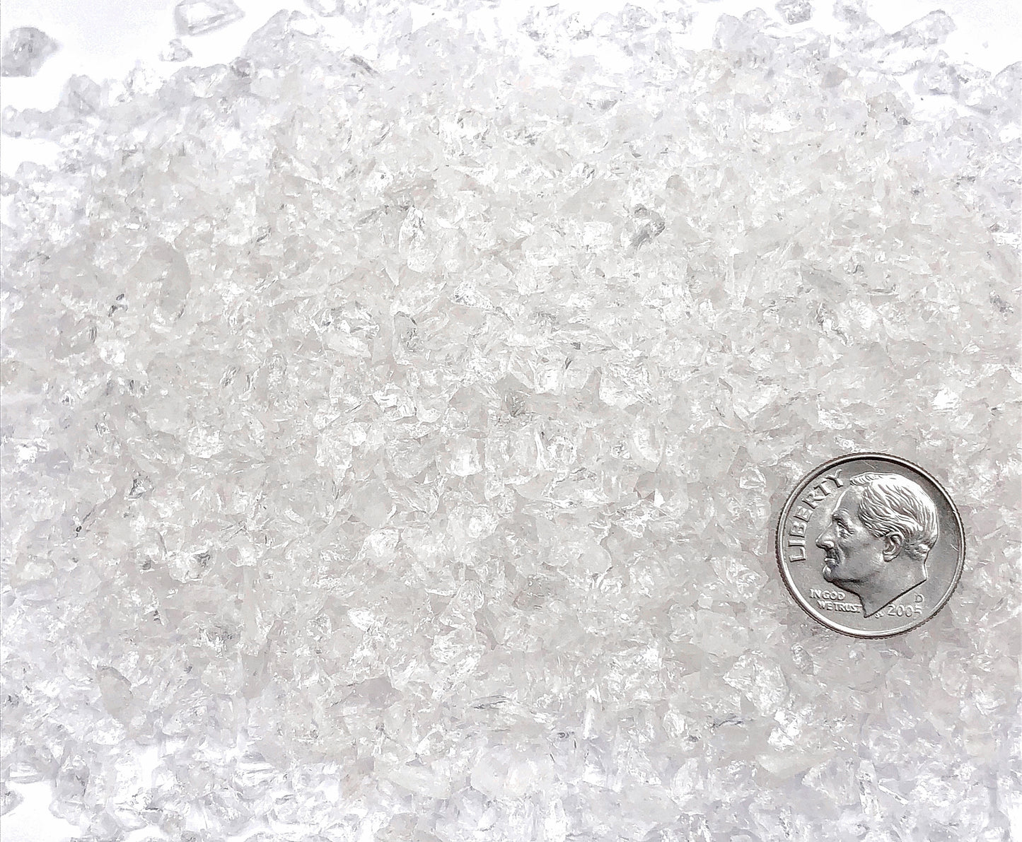 Crushed Clear Quartz (Rock Crystal) Chips from Brazil, Pea-Sized Gravel (2mm-4mm)