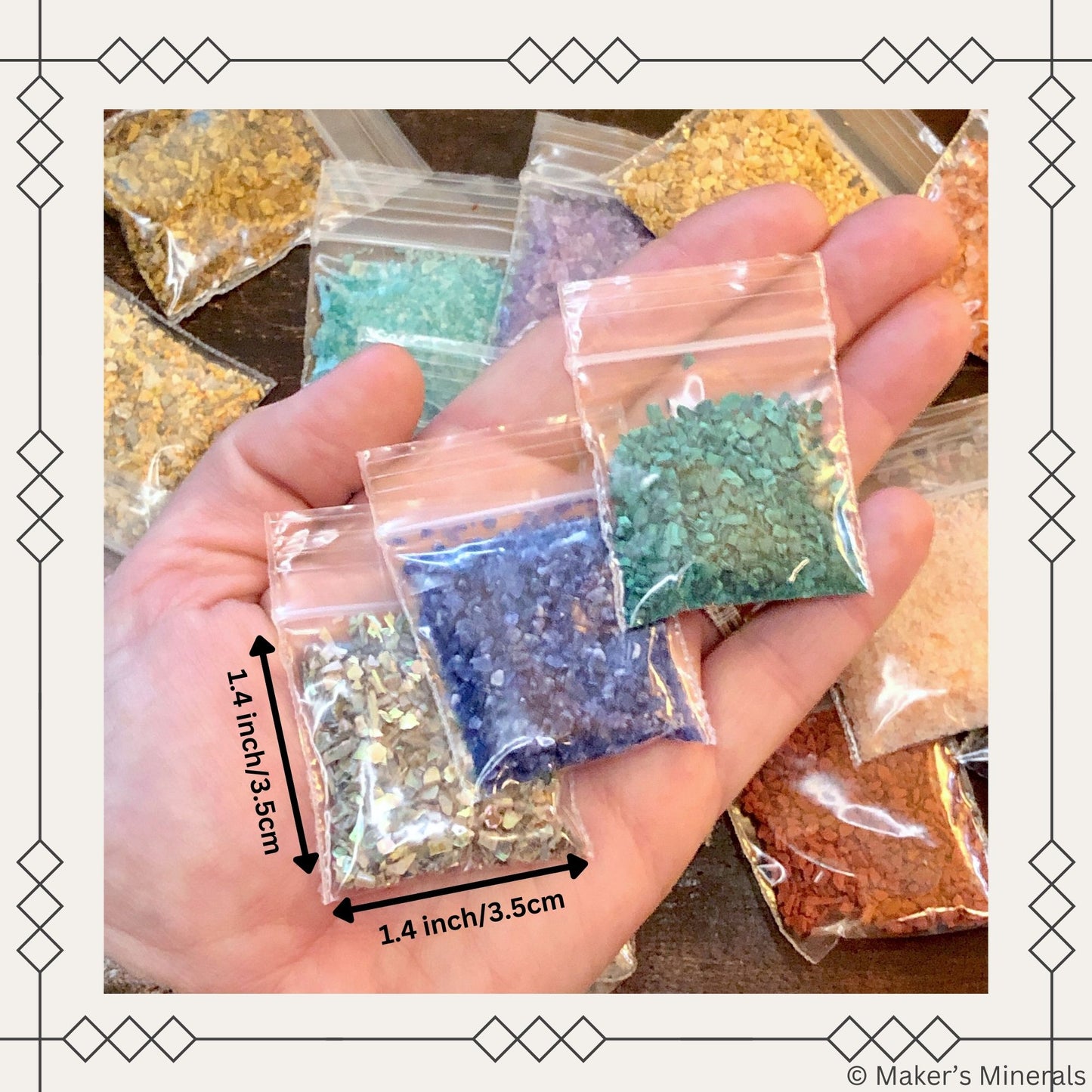 Crushed Mineral and Gemstone Sample, 5 grams, Sand Size (2mm-0.25 mm)