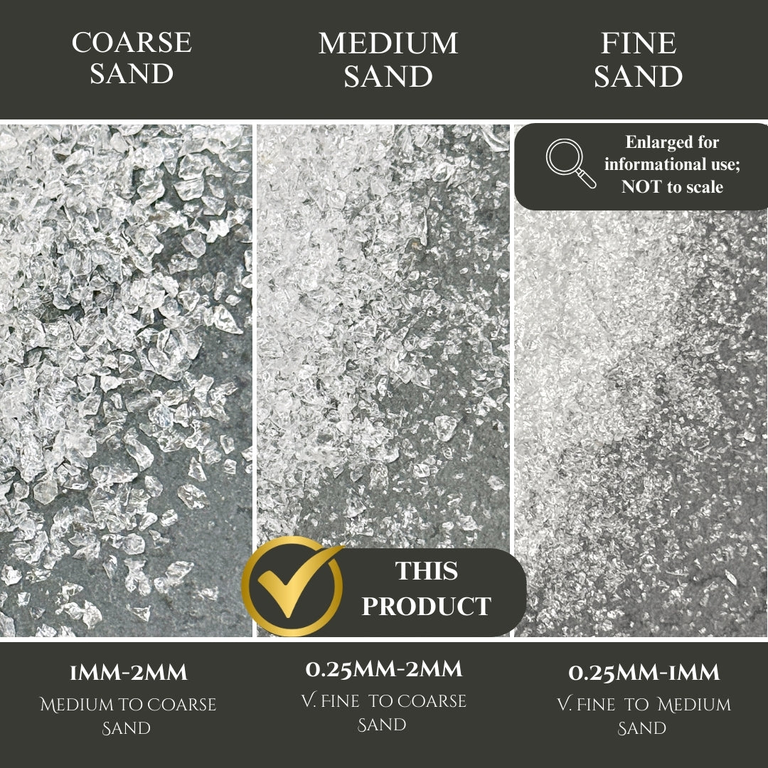Crushed Clear Quartz (Rock Crystal) Sand from Brazil, Medium Sand (0.25mm-2mm)