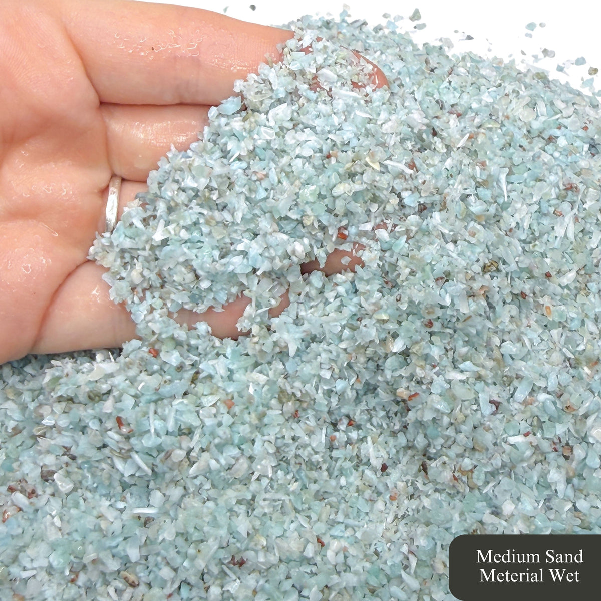Crushed Blue Larimar Sand from Dominican Republic, Medium Sand (0.25mm-2mm) for Woodworking and Ring Inlay, Resin Art, Memorial Jewelry