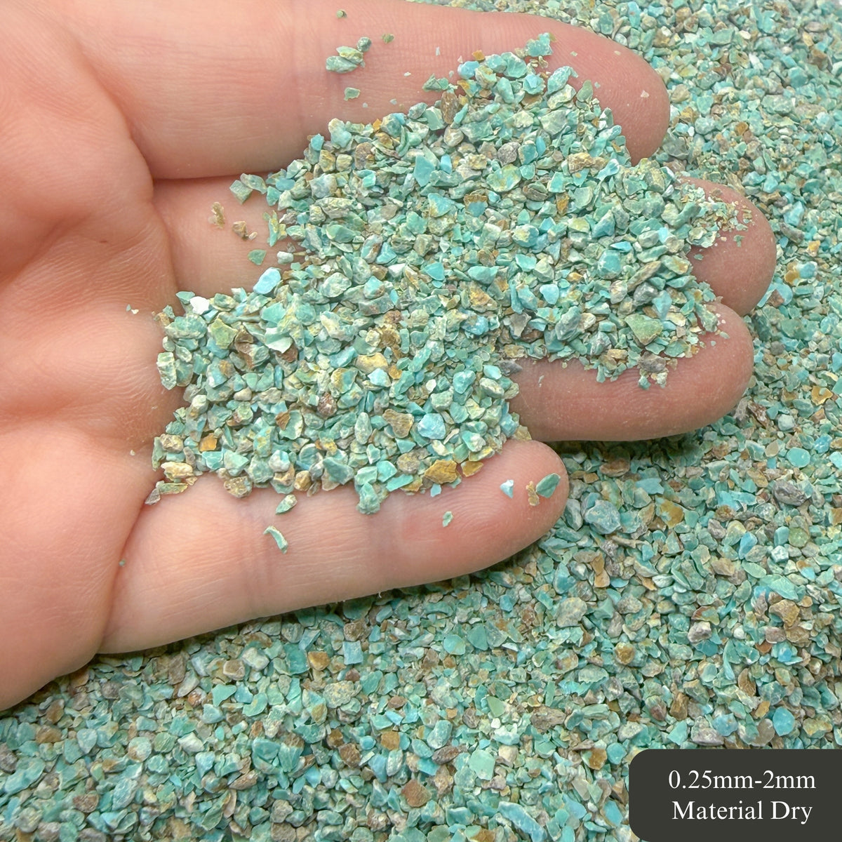 Crushed Tyrone Turquoise with Matrix Sand from New Mexico, Medium Sand (0.25mm-2mm) for Woodworking and Ring Inlay, Resin Art, Memorial Jewelry