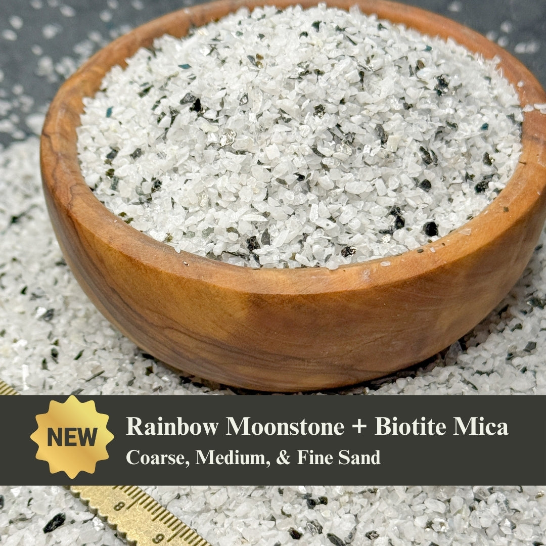 Crushed Rainbow Moonstone with Biotite Mica Sand from India, 3 Sand Sizes for Woodworking and Ring Inlay, Resin Art, Memorial Jewelry