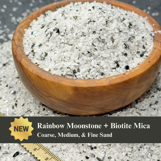 Crushed Rainbow Moonstone with Biotite Mica Sand from India, 3 Sand Sizes for Woodworking and Ring Inlay, Resin Art, Memorial Jewelry