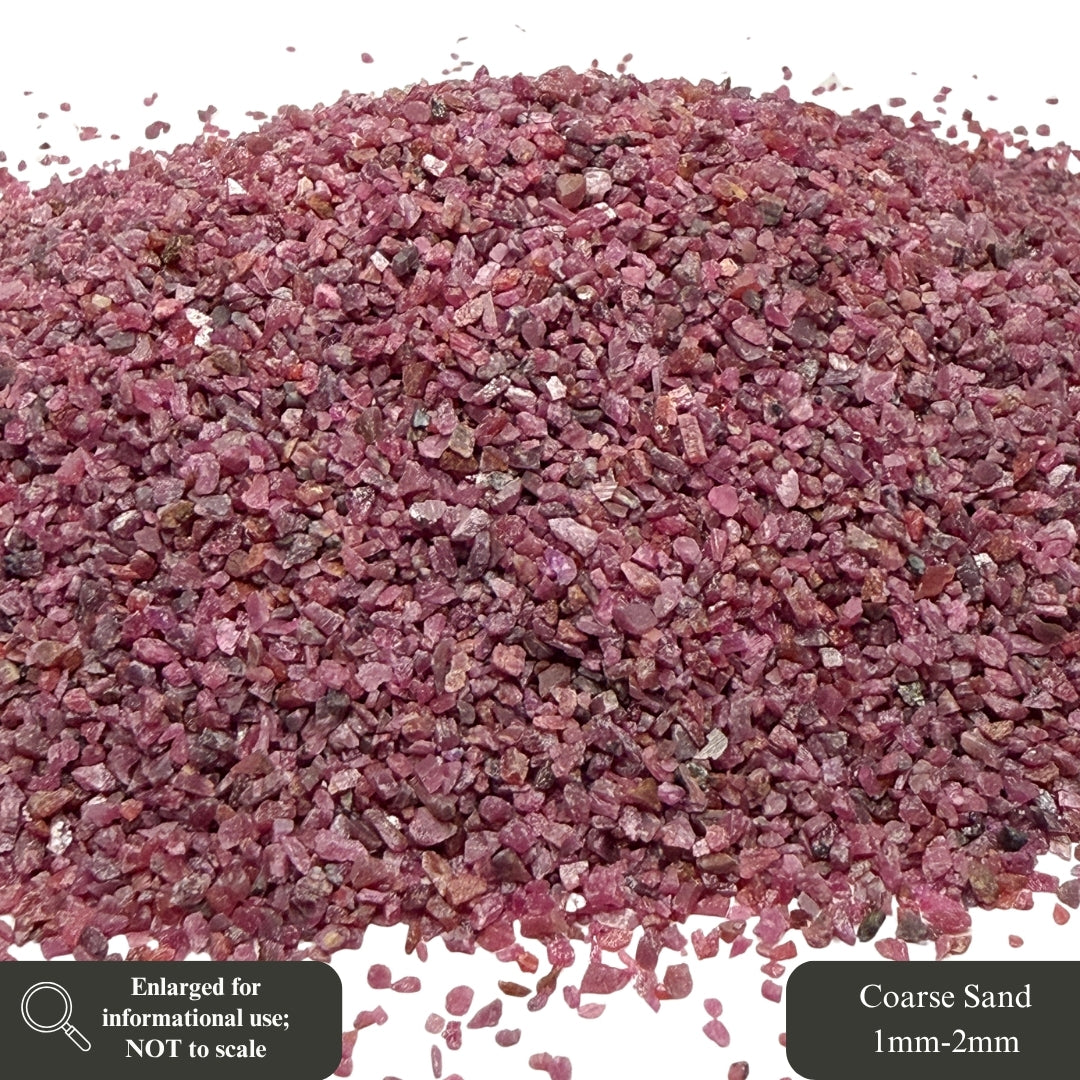 Crushed Ruby (Corundum) Sand (Grade A) from India, 3 Sand Sizes for Ring Inlay, Resin Art, Memorial & Sand Jewelry, Birthstone Projects