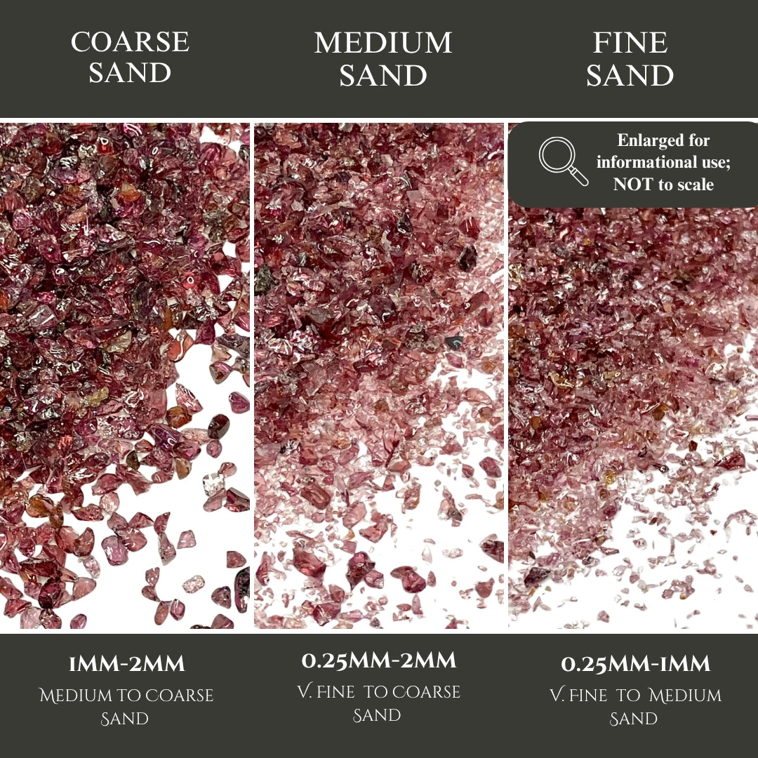 Crushed Dark Red Garnet Sand from India, Three Sand Sizes for Woodworking and Ring Inlay, Resin Art, Memorial & Sand Jewelry