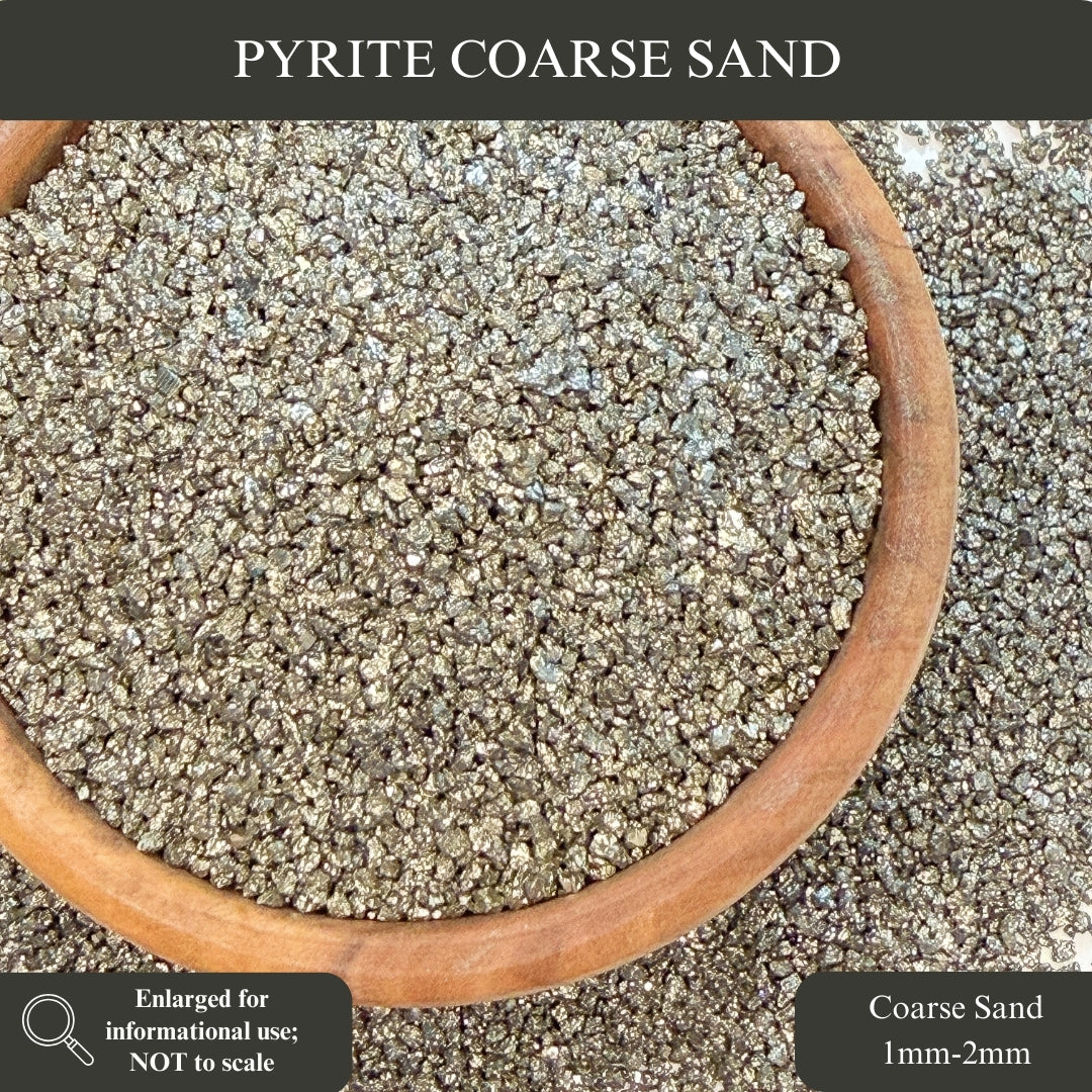 Crushed High-Luster Cocada Pyrite Sand from Peru, 3 Sand Sizes for Woodworking and Ring Inlay, Resin Art, Memorial & Sand Jewelry