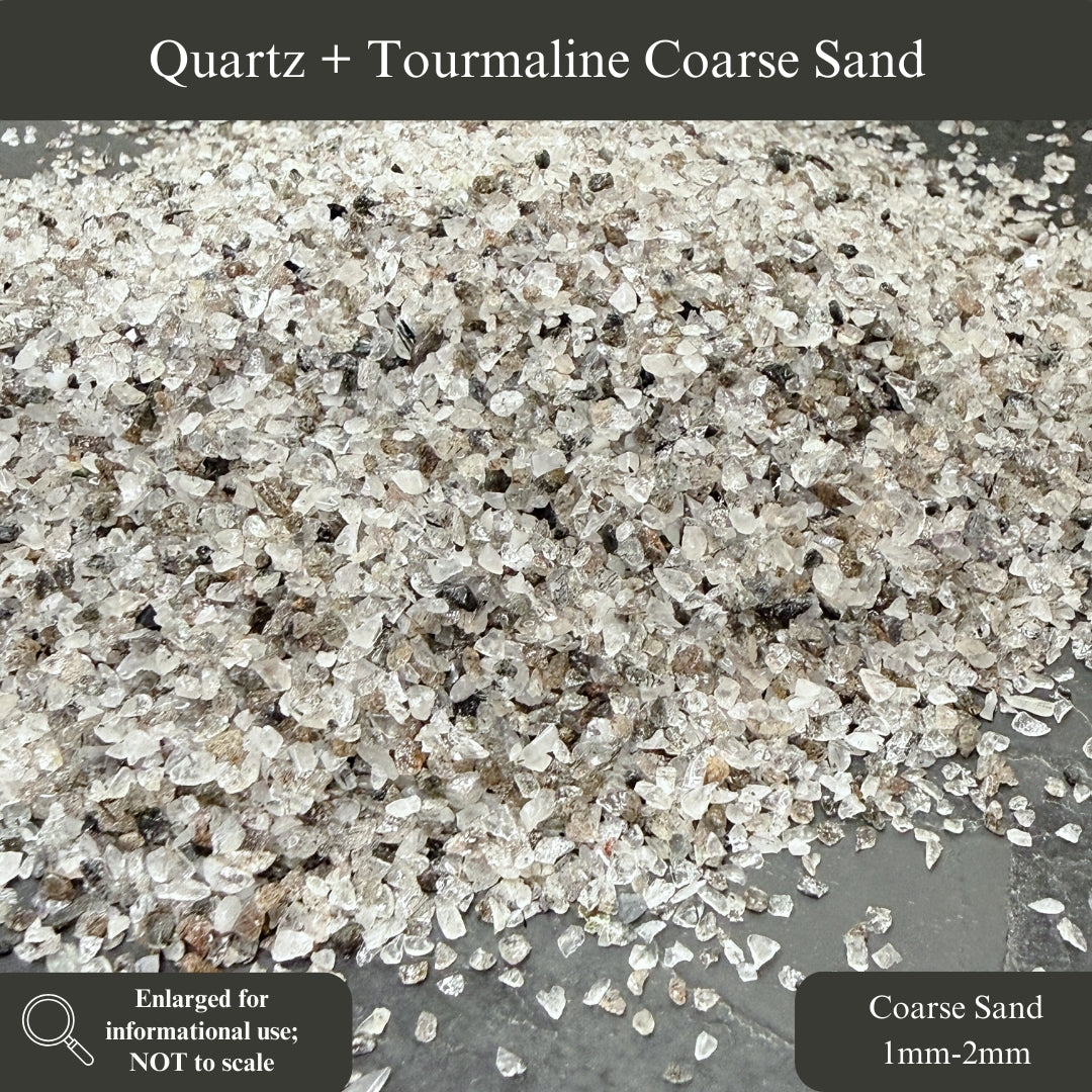 Crushed Quartz + Tourmaline Sand from China, Three Sand Sizes for Woodworking and Ring Inlay, Resin Art, Memorial & Sand Jewelry