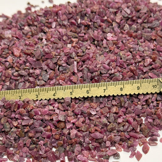 Crushed Ruby (Corundum) Chips (Grade A) from India, Pea-Sized Gravel (2mm-4mm) for Mosaics, Inlay, Resin Art, Birthstone Projects
