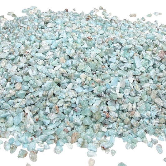 Crushed Blue Larimar Chips from Dominican Republic, Pea-Sized Gravel (2mm-4mm) for Woodworking Inlay, Resin Art, Embellishments or Orgone Pyramids