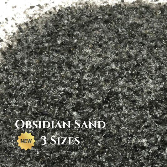 Crushed Black Obsidian Sand from Mexico, Medium Crush, 3 Sand Sizes