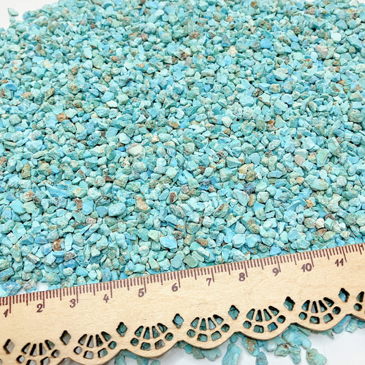 Crushed Unstabilized Kingman Turquoise Chips with Matrix from Arizona, Pea-Sized Gravel (2mm-4mm) for Woodworking Inlay, Resin Art, Handcrafted Jewelry