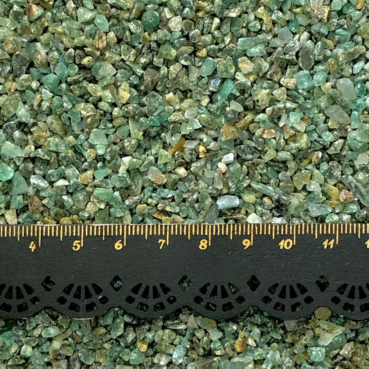 *CLOSEOUT* Crushed Green Emerald Chips (Grade B) from India, Pea-Sized Gravel (2mm-4mm)