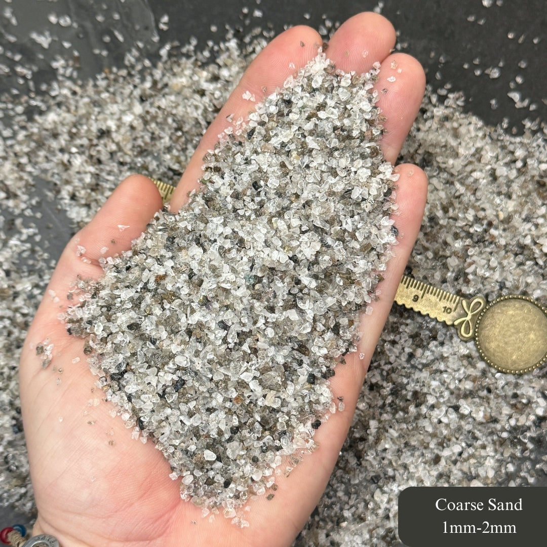 Crushed Quartz + Tourmaline Sand from China, Three Sand Sizes for Woodworking and Ring Inlay, Resin Art, Memorial & Sand Jewelry