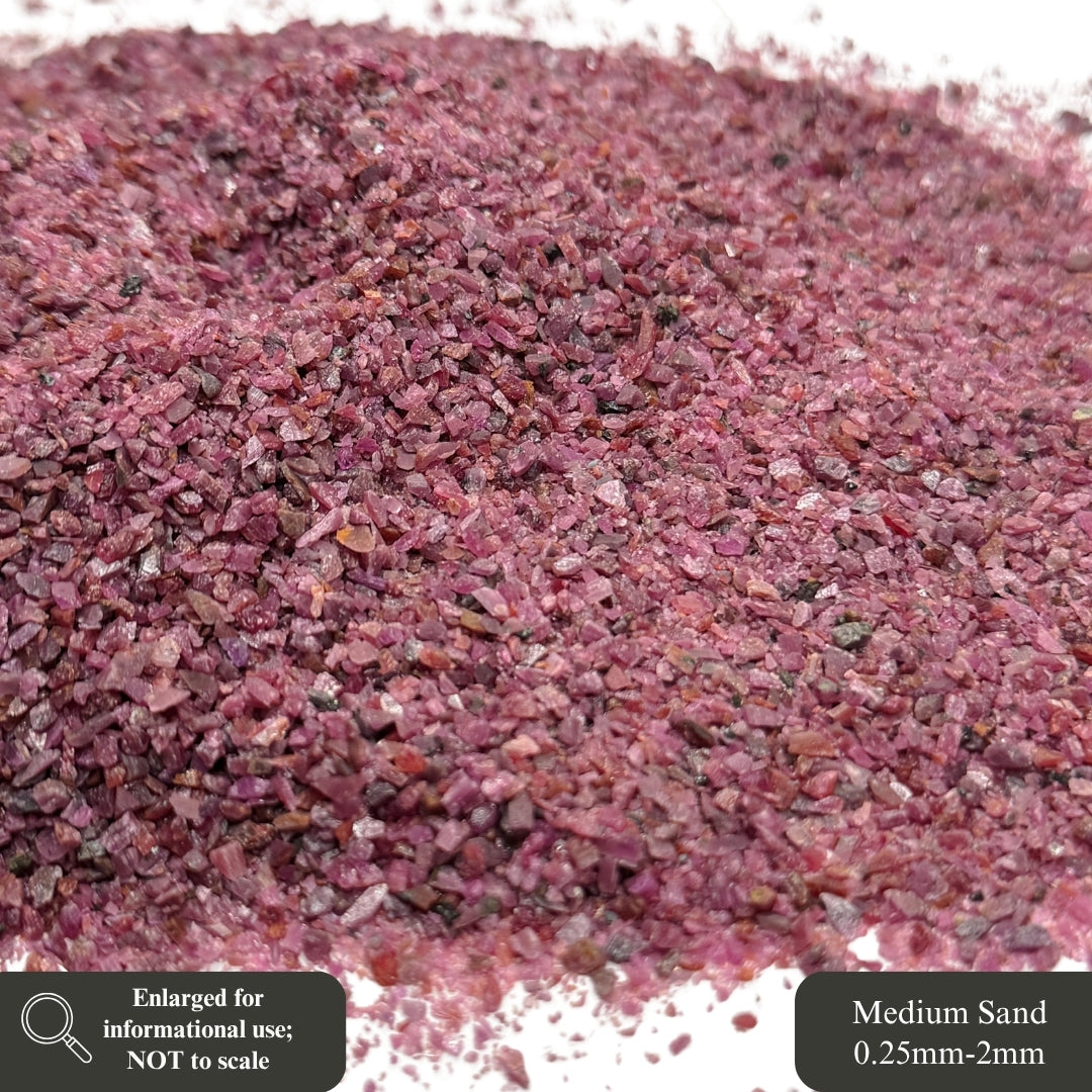 Crushed Ruby (Corundum) Sand (Grade A) from India, 3 Sand Sizes for Ring Inlay, Resin Art, Memorial & Sand Jewelry, Birthstone Projects