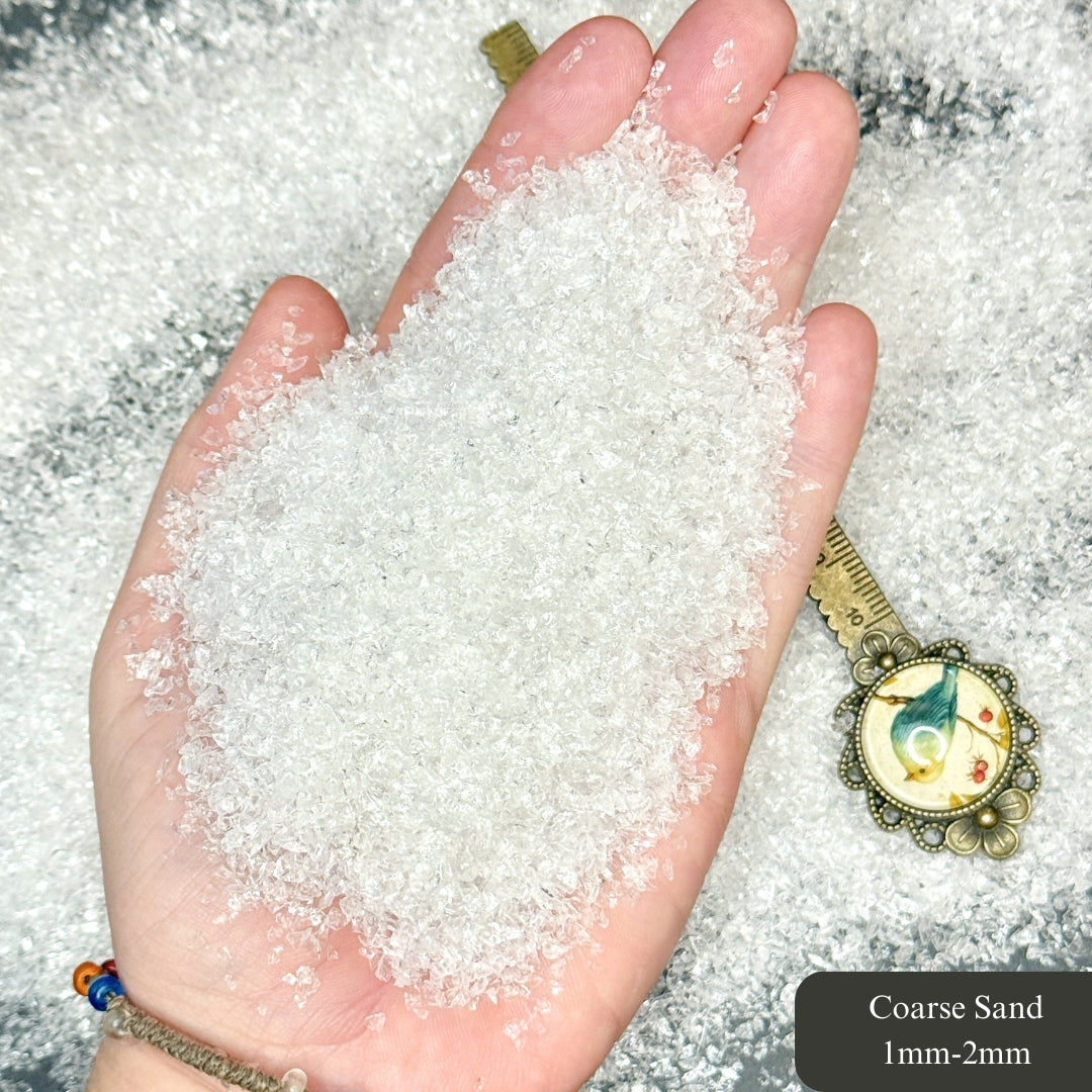 Crushed Clear Quartz (Rock Crystal) Sand from Brazil, 3 Sand Sizes for Woodworking and Ring Inlay, Resin Art, Memorial & Sand Jewelry