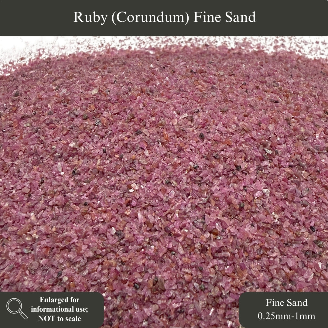 Crushed Ruby (Corundum) Sand (Grade A) from India, 3 Sand Sizes for Ring Inlay, Resin Art, Memorial & Sand Jewelry, Birthstone Projects
