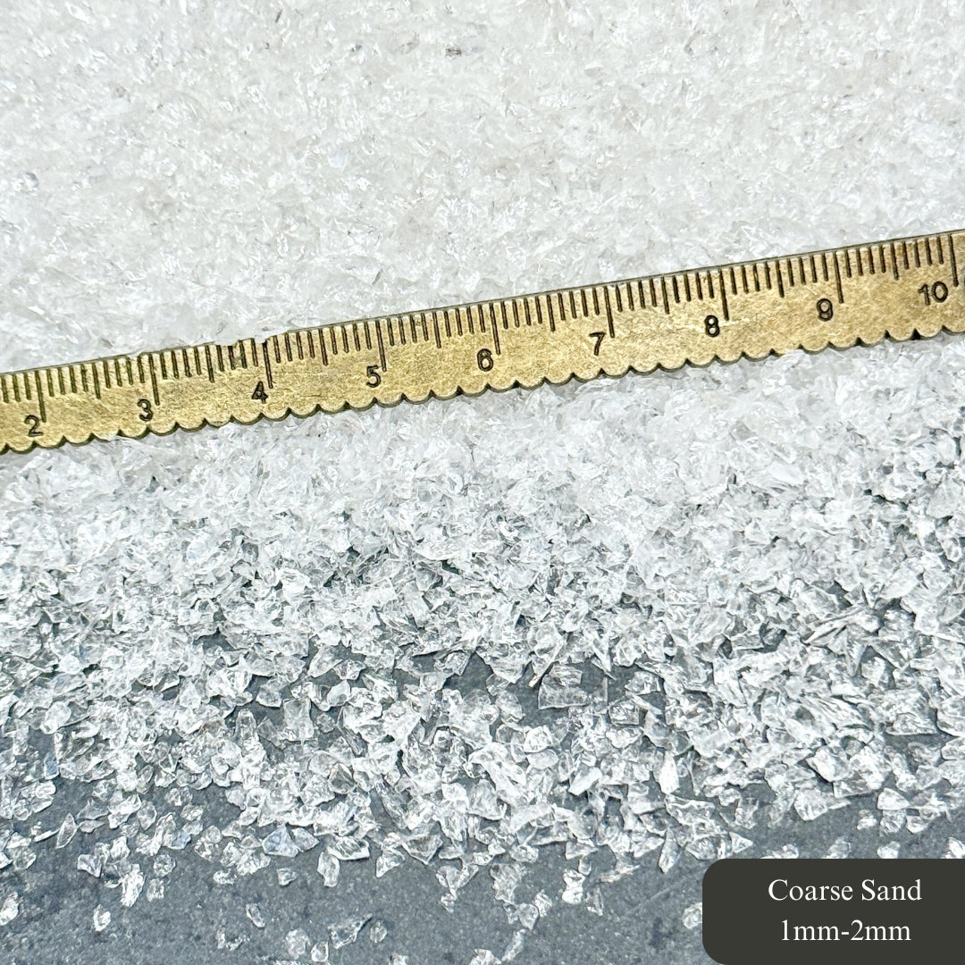 Crushed Clear Quartz (Rock Crystal) Sand from Brazil, 3 Sand Sizes for Woodworking and Ring Inlay, Resin Art, Memorial & Sand Jewelry