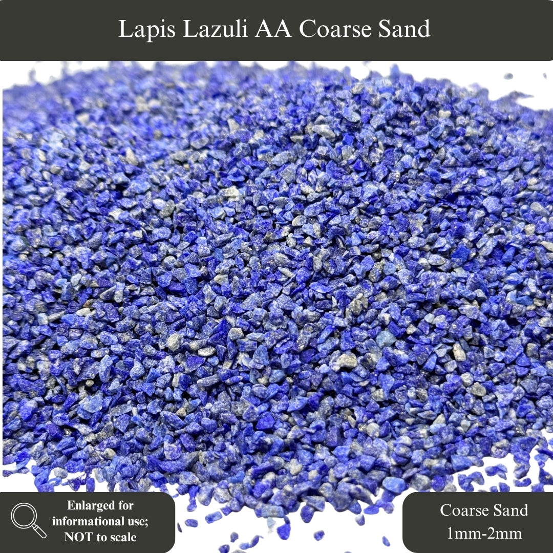 Crushed Lapis Lazuli Sand (Grade AA) from Pakistan, 3 Sand Sizes for Woodworking and Ring Inlay, Resin Art, Memorial & Sand Jewelry