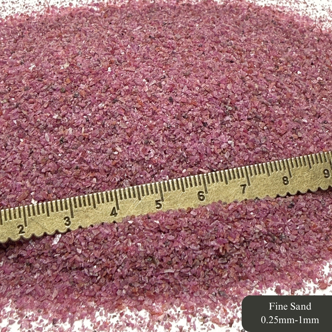 Crushed Ruby (Corundum) Sand (Grade A) from India, 3 Sand Sizes for Ring Inlay, Resin Art, Memorial & Sand Jewelry, Birthstone Projects