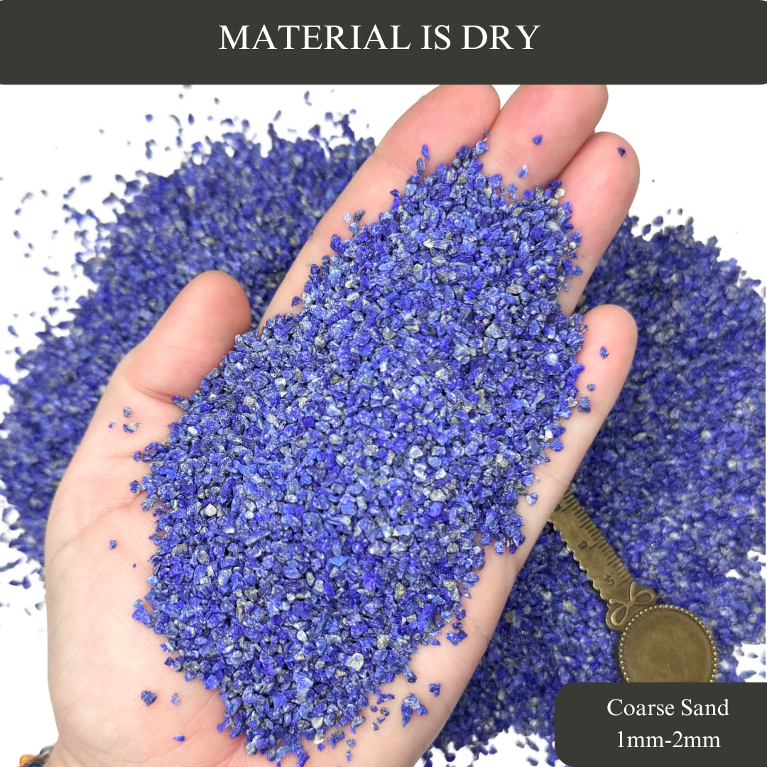 Crushed Lapis Lazuli Sand (Grade AA) from Pakistan, 3 Sand Sizes for Woodworking and Ring Inlay, Resin Art, Memorial & Sand Jewelry