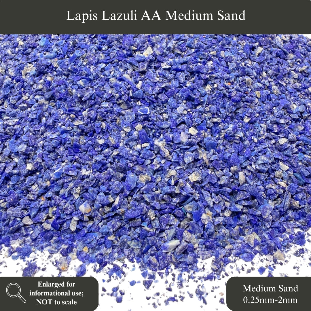 Crushed Lapis Lazuli Sand (Grade AA) from Pakistan, 3 Sand Sizes for Woodworking and Ring Inlay, Resin Art, Memorial & Sand Jewelry