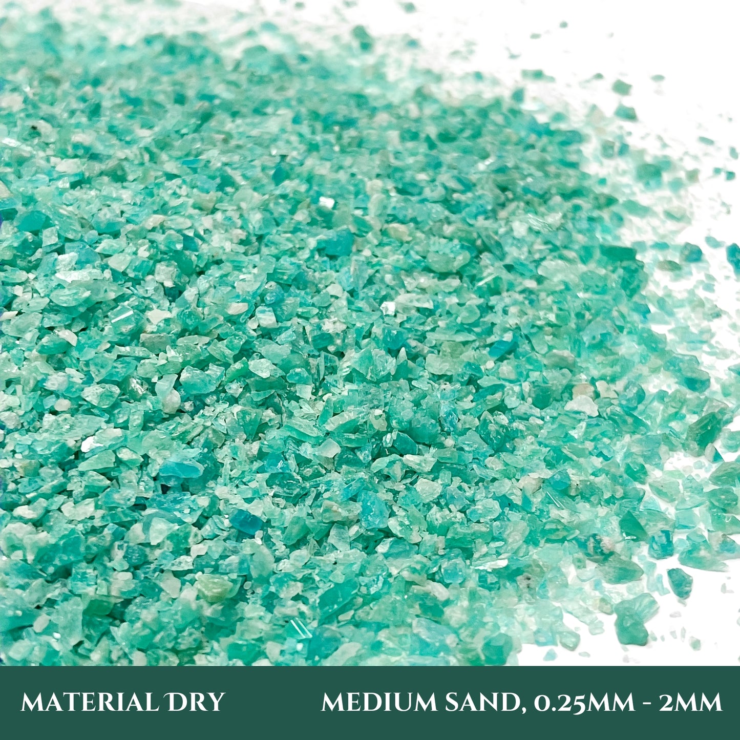 Crushed Blue-Green Amazonite Sand (Grade A) from Russia, Medium Sand (0.25mm-2mm) for Woodworking and Ring Inlay, Resin Art, Memorial Jewelry