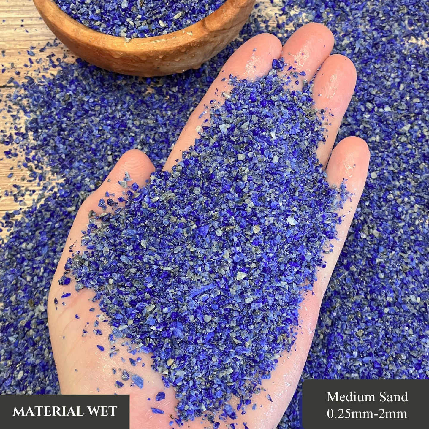Crushed Lapis Lazuli (Grade A) Sand from Afghanistan, Medium Sand (0.25mm-2mm) for Woodworking and Ring Inlay, Resin Art, Memorial Jewelry