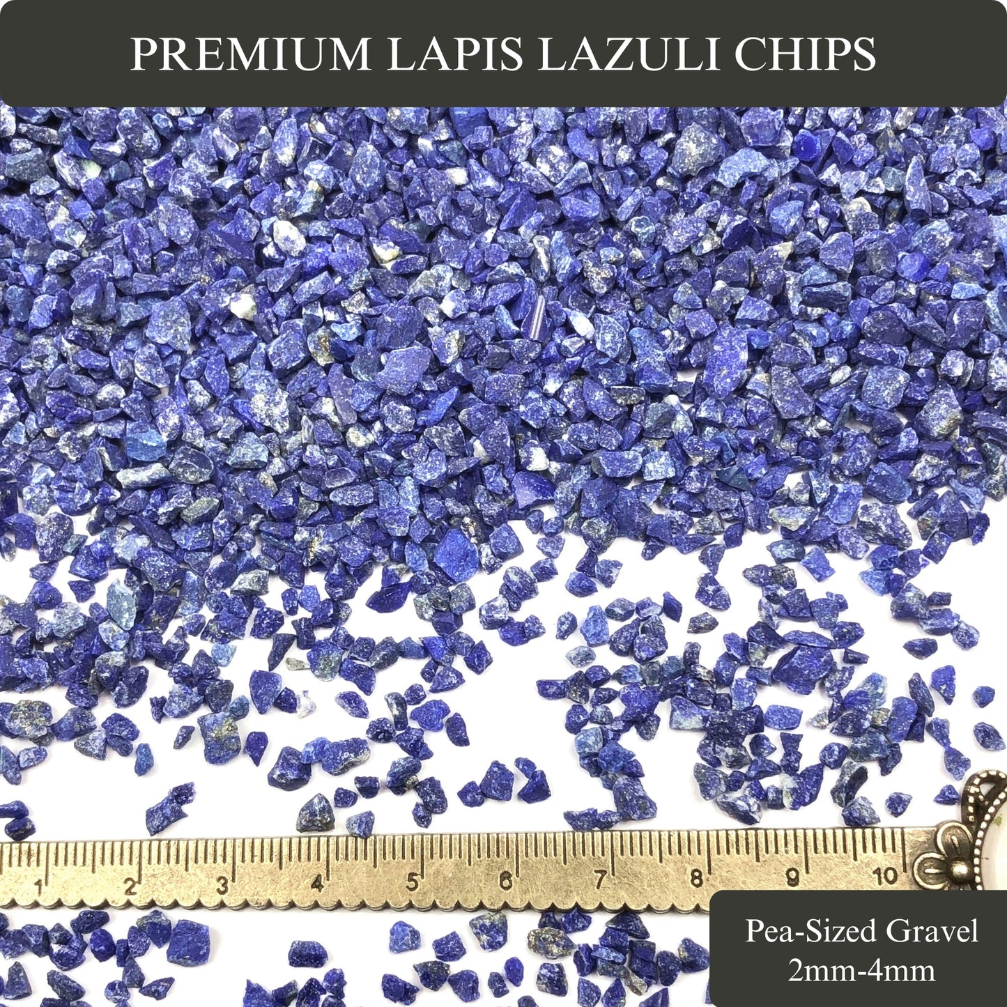 Crushed Premium Lapis Lazuli Chips (AAA) from Afghanistan, Pea-Sized Gravel (2mm-4mm) for Woodworking Inlay, Resin Art, Embellishments