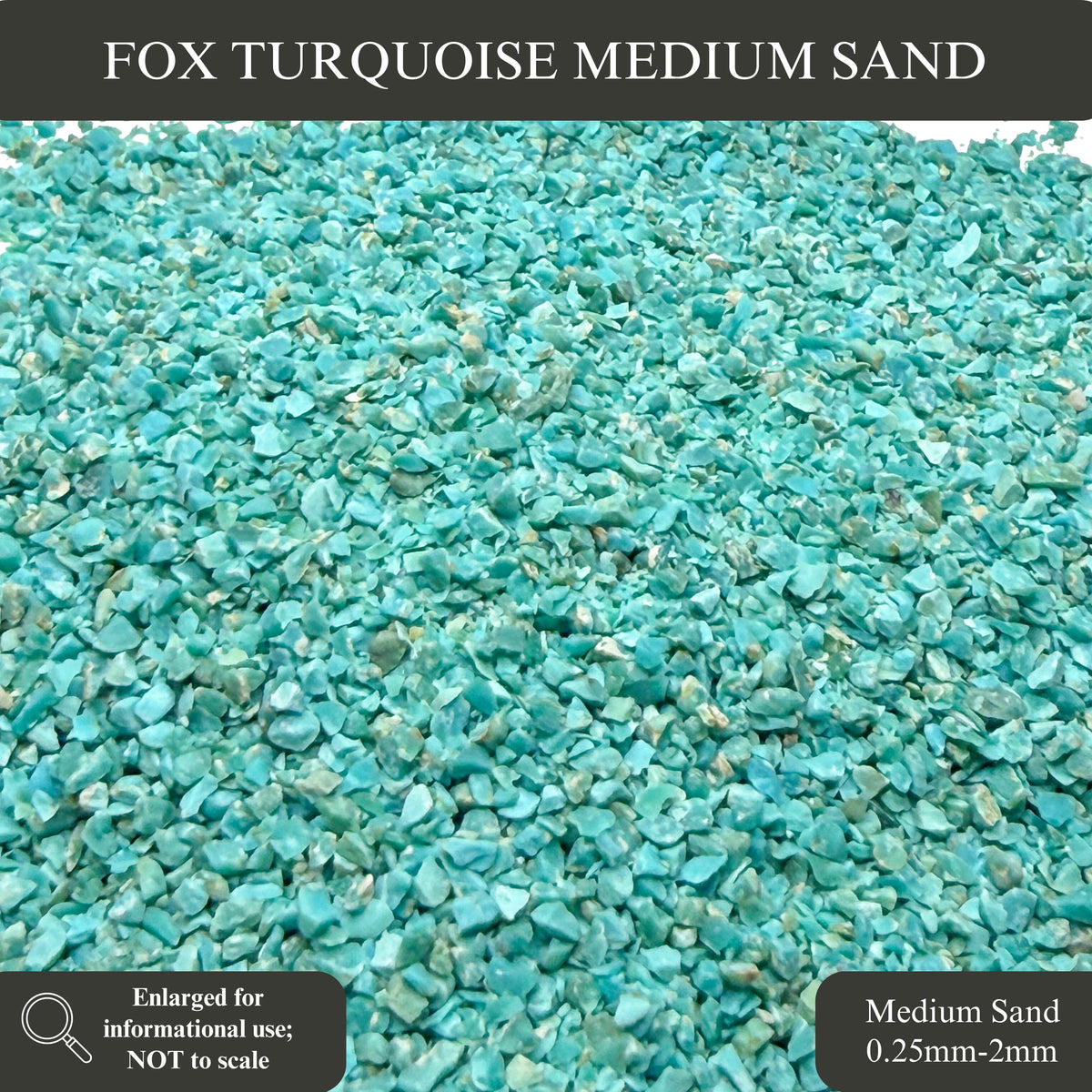 Crushed Blue-Green Fox Turquoise Sand from Nevada, Stabilized, Medium Sand (0.25mm-2mm) for Woodworking and Ring Inlay, Resin Art, Memorial Jewelry