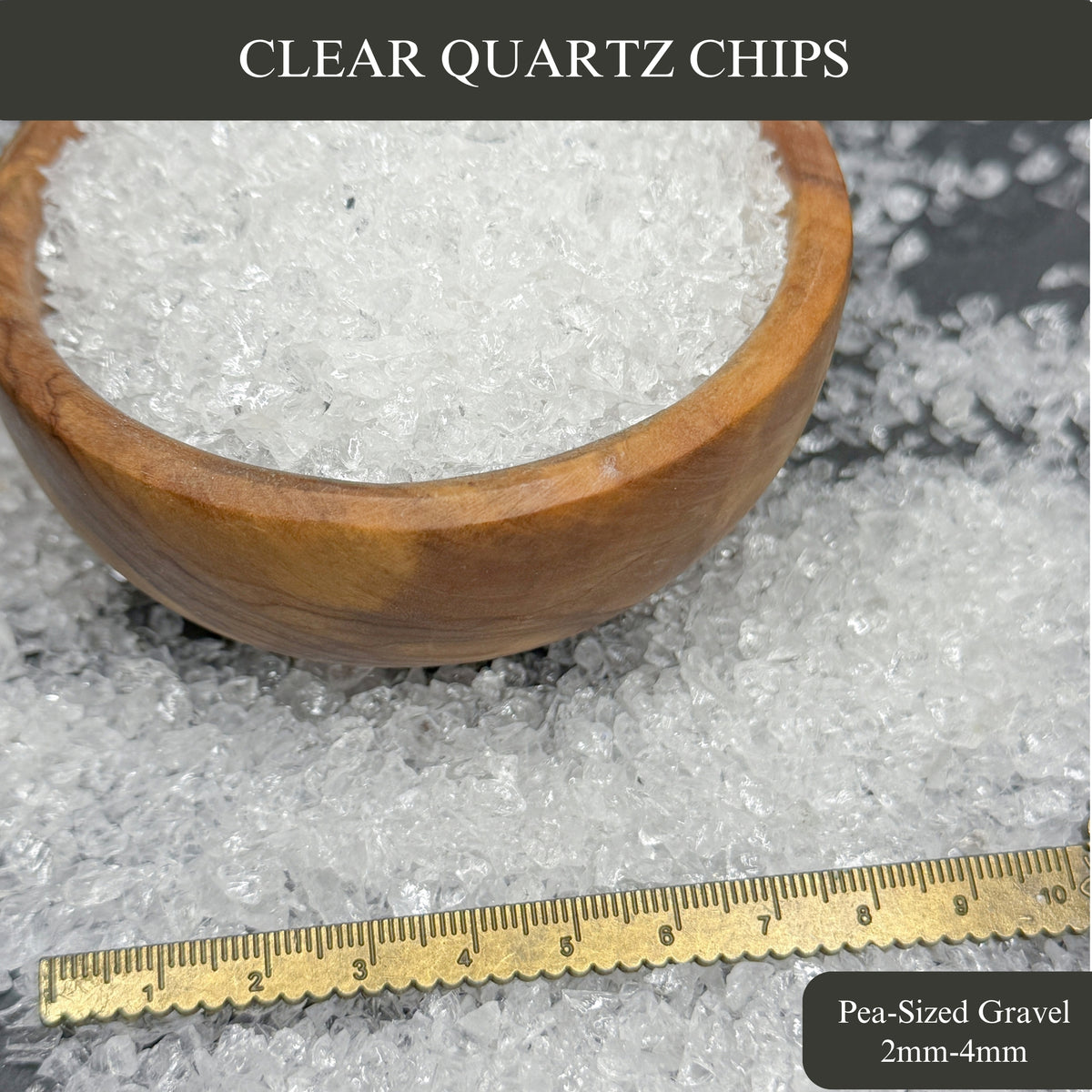 Crushed Clear Quartz (Rock Crystal) Chips from Brazil, Pea-Sized Gravel (2mm-4mm)