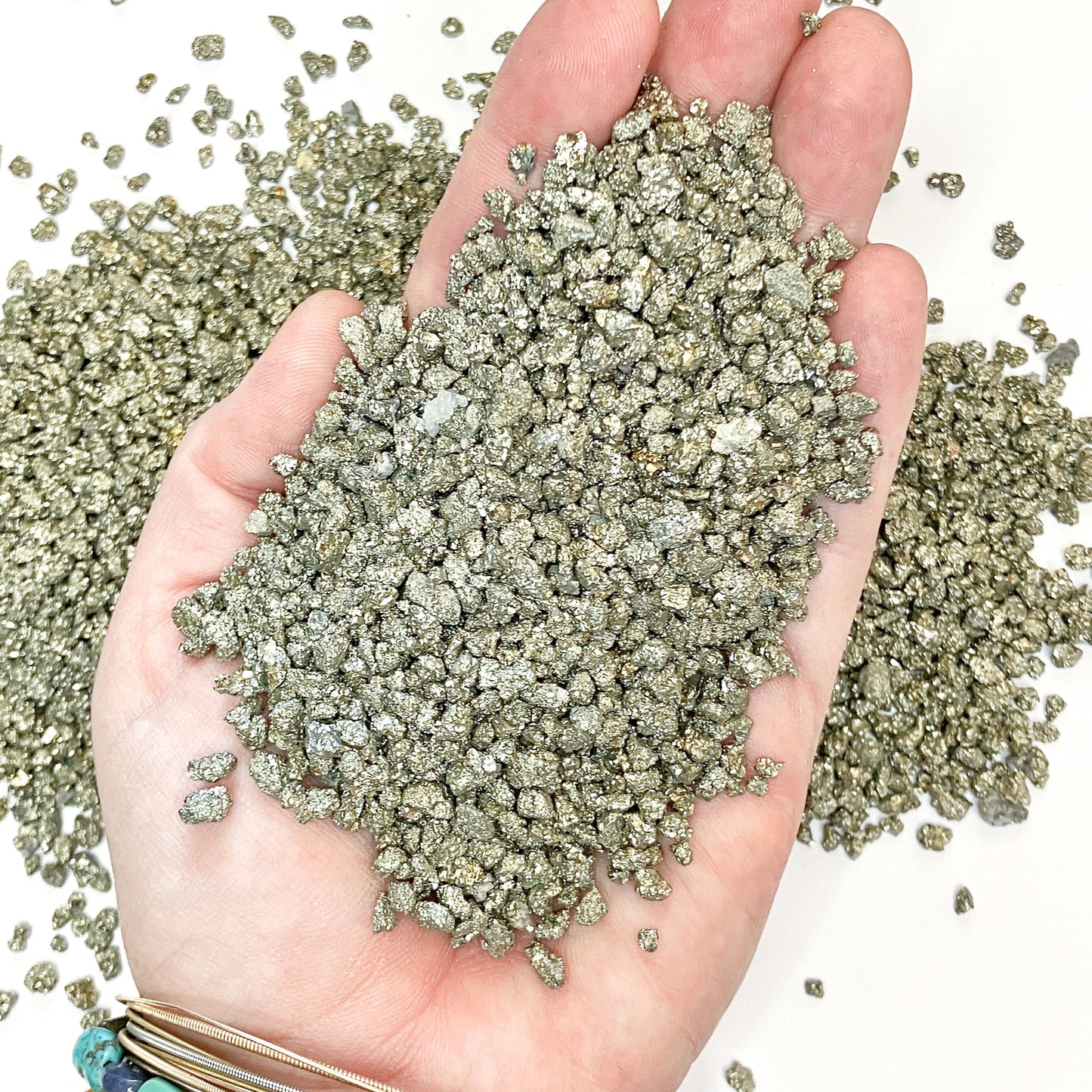 *CLOSEOUT* Cocada Pyrite Chips from Peru, Pea-Sized Gravel (2mm-4mm) for Resin Art, Embellishments or Orgone Pyramids, Bulk Material