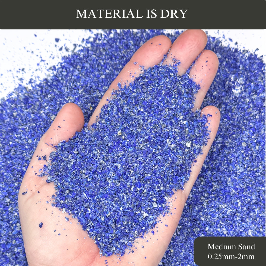 Crushed Lapis Lazuli Sand (Grade AA) from Pakistan, 3 Sand Sizes for Woodworking and Ring Inlay, Resin Art, Memorial & Sand Jewelry