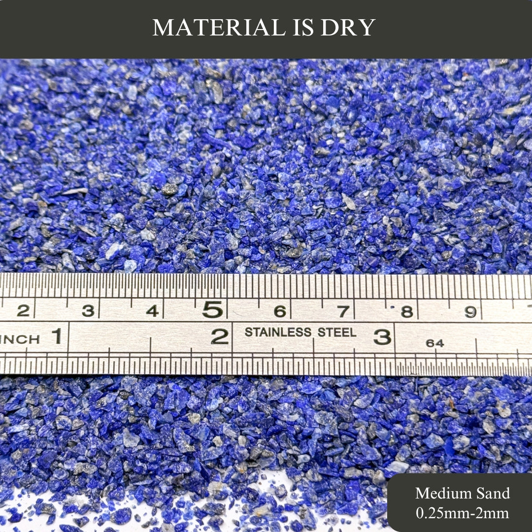 Crushed Lapis Lazuli Sand (Grade AA) from Pakistan, 3 Sand Sizes for Woodworking and Ring Inlay, Resin Art, Memorial & Sand Jewelry