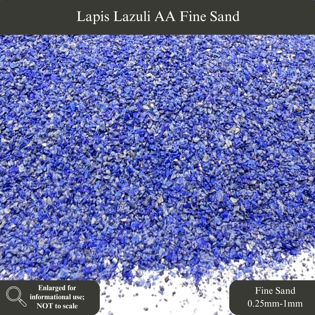 Crushed Lapis Lazuli Sand (Grade AA) from Pakistan, 3 Sand Sizes for Woodworking and Ring Inlay, Resin Art, Memorial & Sand Jewelry
