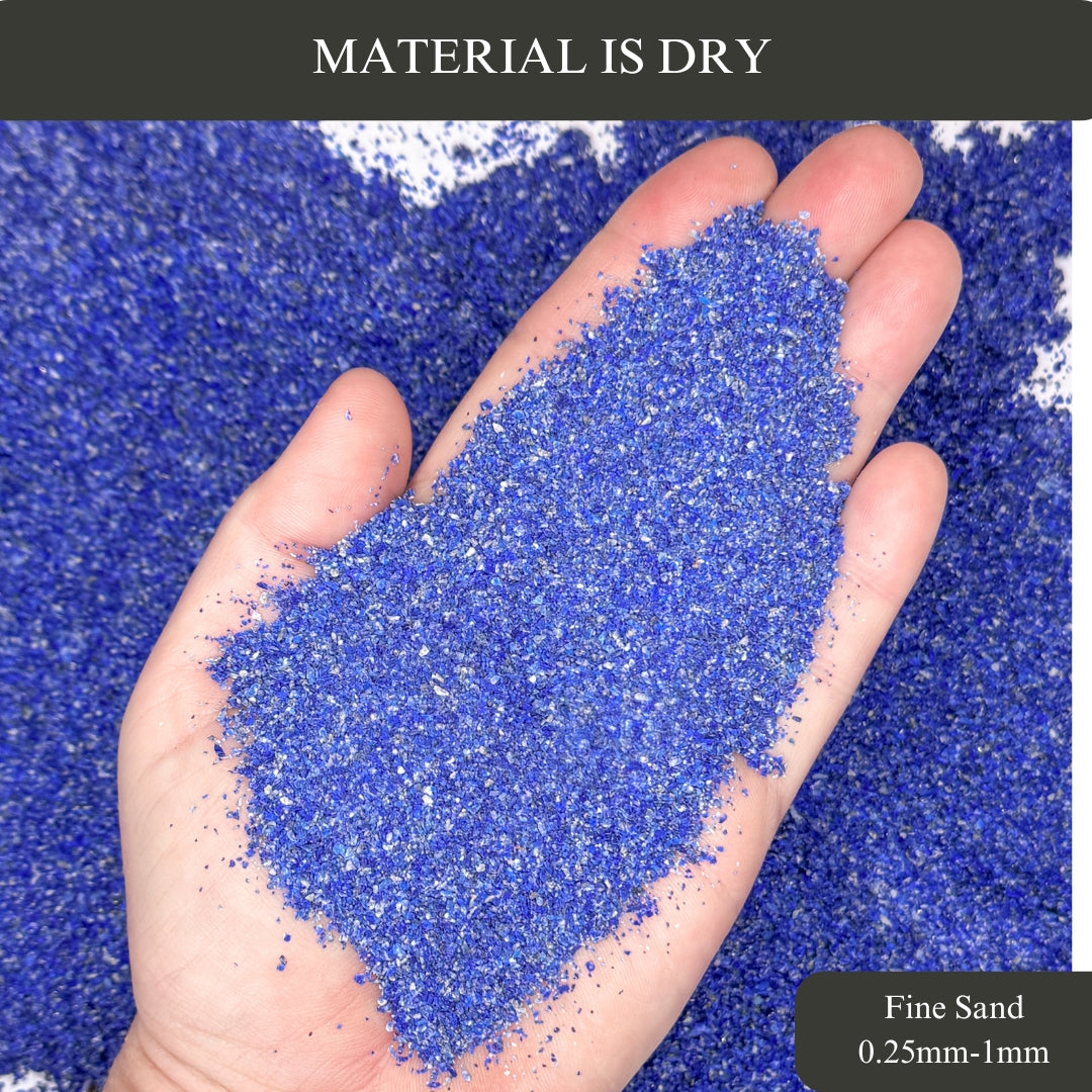 Crushed Lapis Lazuli Sand (Grade AA) from Pakistan, 3 Sand Sizes for Woodworking and Ring Inlay, Resin Art, Memorial & Sand Jewelry