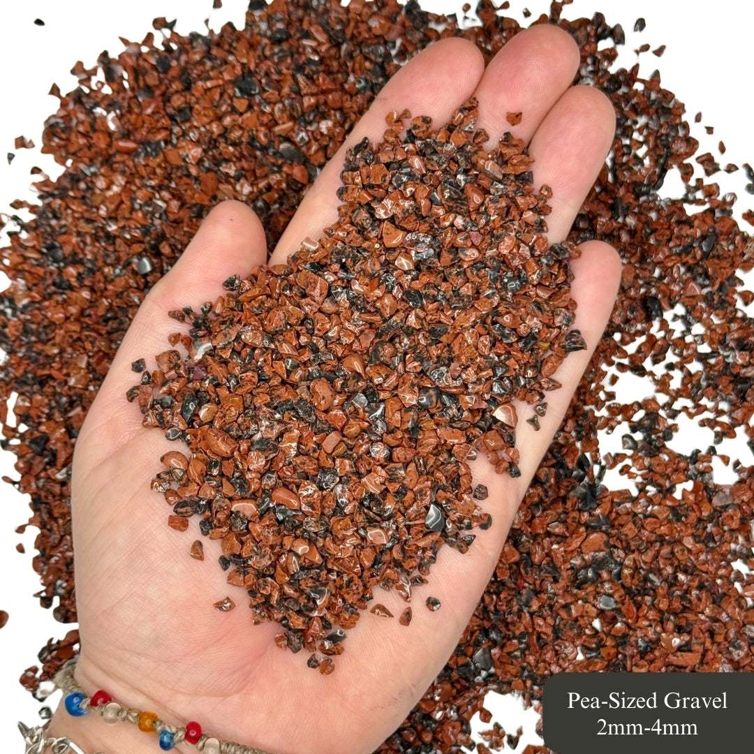 Crushed Mahogany Obsidian Chips from Mexico, Pea-Sized Gravel (2mm-4mm) for Woodworking Inlay, Resin Art, Embellishments or Succulents