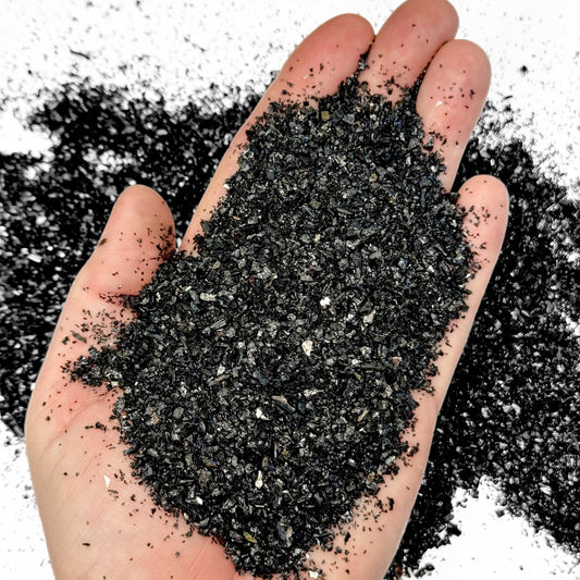 *CLOSEOUT* Crushed Black Tourmaline Sand from Brazil, Medium Sand (0.25mm-2mm) for Woodworking and Ring Inlay, Resin Art, Memorial Jewelry