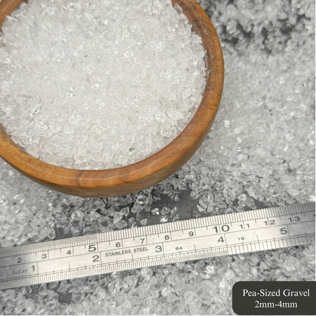 Crushed Clear Quartz (Rock Crystal) Chips from Brazil, Pea-Sized Gravel (2mm-4mm)