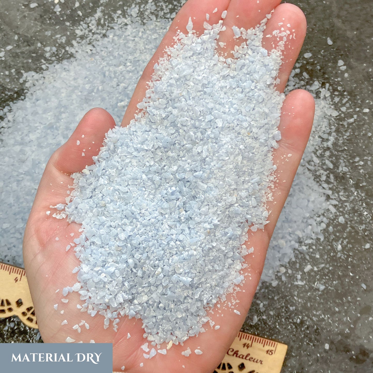 Crushed Blue Angelite (Anhydrite) Sand from Peru, Medium Crush (0.25mm-2mm) for Woodworking and Ring Inlay, Resin Art, Memorial Jewelry