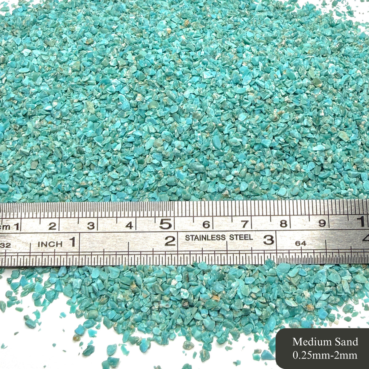 Crushed Blue-Green Fox Turquoise Sand from Nevada, Stabilized, Medium Sand (0.25mm-2mm) for Woodworking and Ring Inlay, Resin Art, Memorial Jewelry