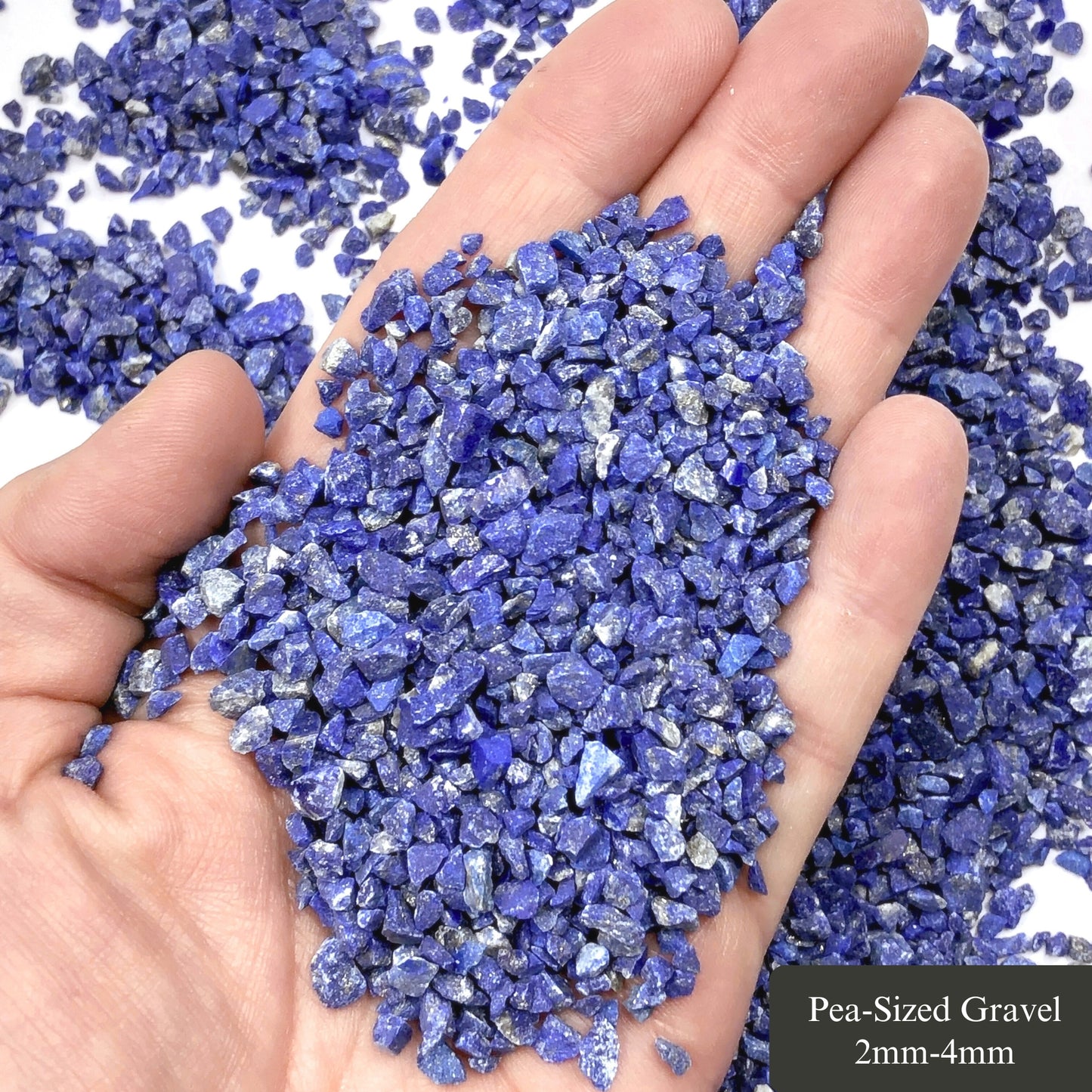 Crushed Premium Lapis Lazuli Chips (AAA) from Afghanistan, Pea-Sized Gravel (2mm-4mm) for Woodworking Inlay, Resin Art, Embellishments