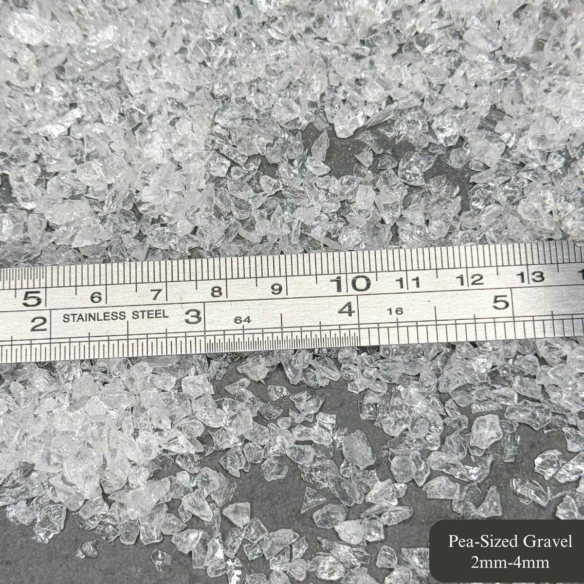Crushed Clear Quartz (Rock Crystal) Chips from Brazil, Pea-Sized Gravel (2mm-4mm)