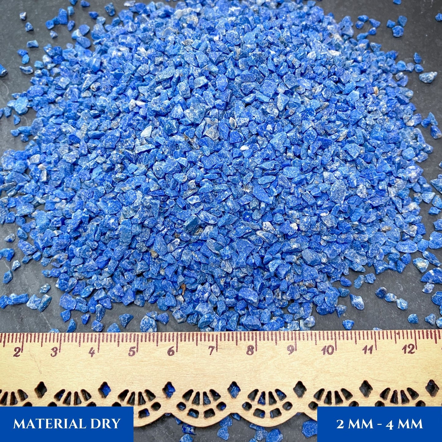 Crushed Blue Lapis Lazuli Chips (AAA) from Pakistan, Coarse Crush (2mm-4mm) for Woodworking Inlay, Resin Art, Embellishments or Orgone Pyramids