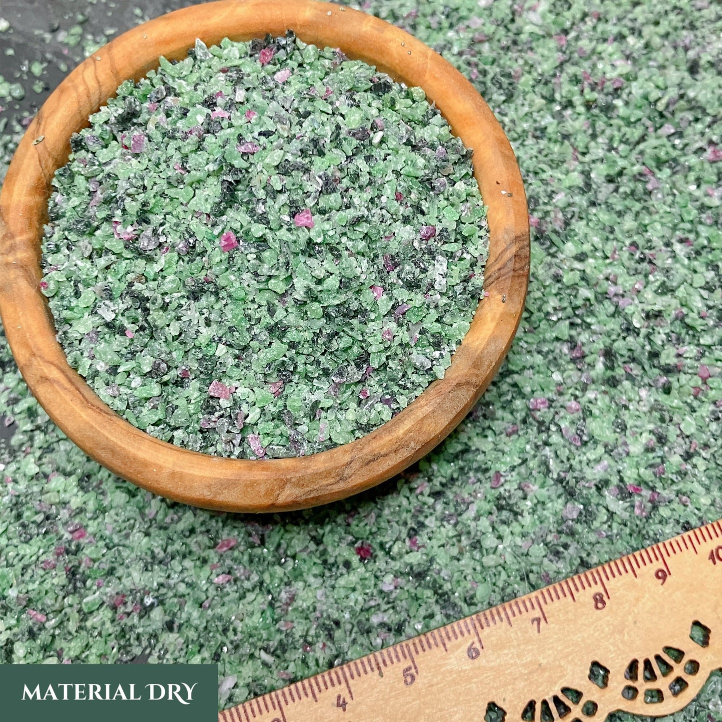 Crushed Ruby Zoisite Sand (Grade A) from China, Medium Crush (0.25mm-2mm) for Ring Inlay, Resin Art, Memorial & Sand Jewelry