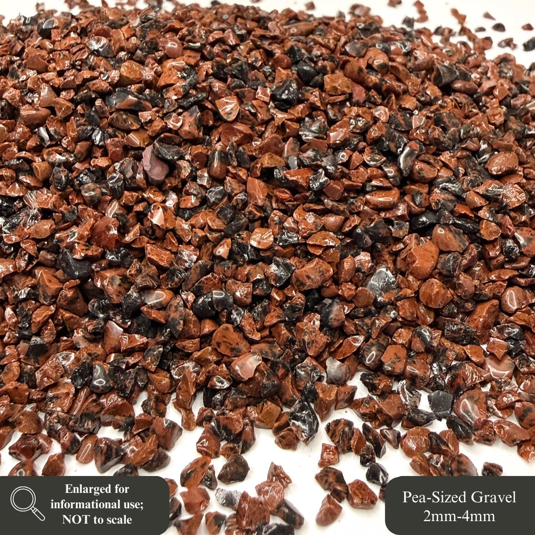 Crushed Mahogany Obsidian Chips from Mexico, Pea-Sized Gravel (2mm-4mm) for Woodworking Inlay, Resin Art, Embellishments or Succulents