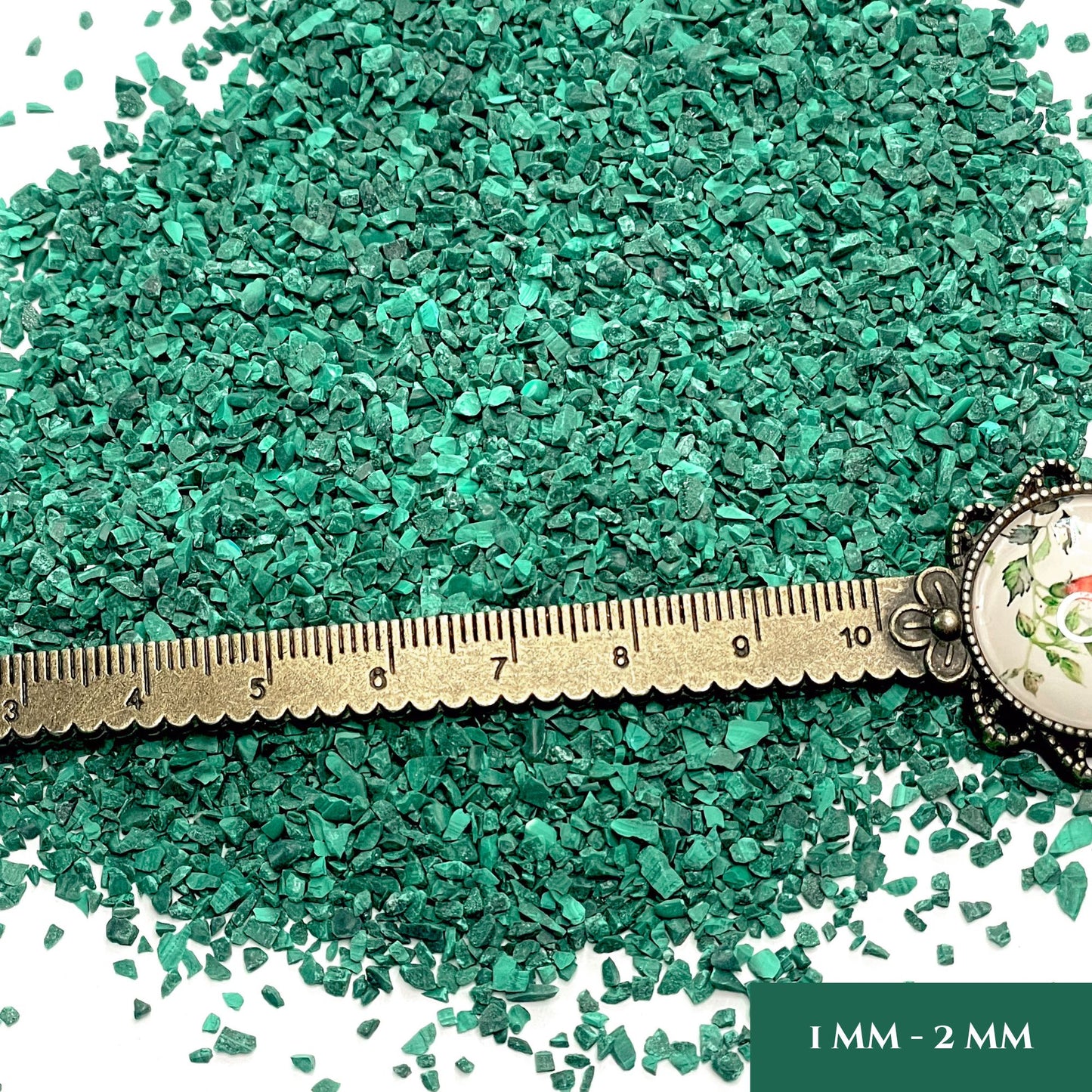 Crushed Green Malachite Sand (Grade A) from Republic of Congo, Medium Crush, 3 Sand Size Options